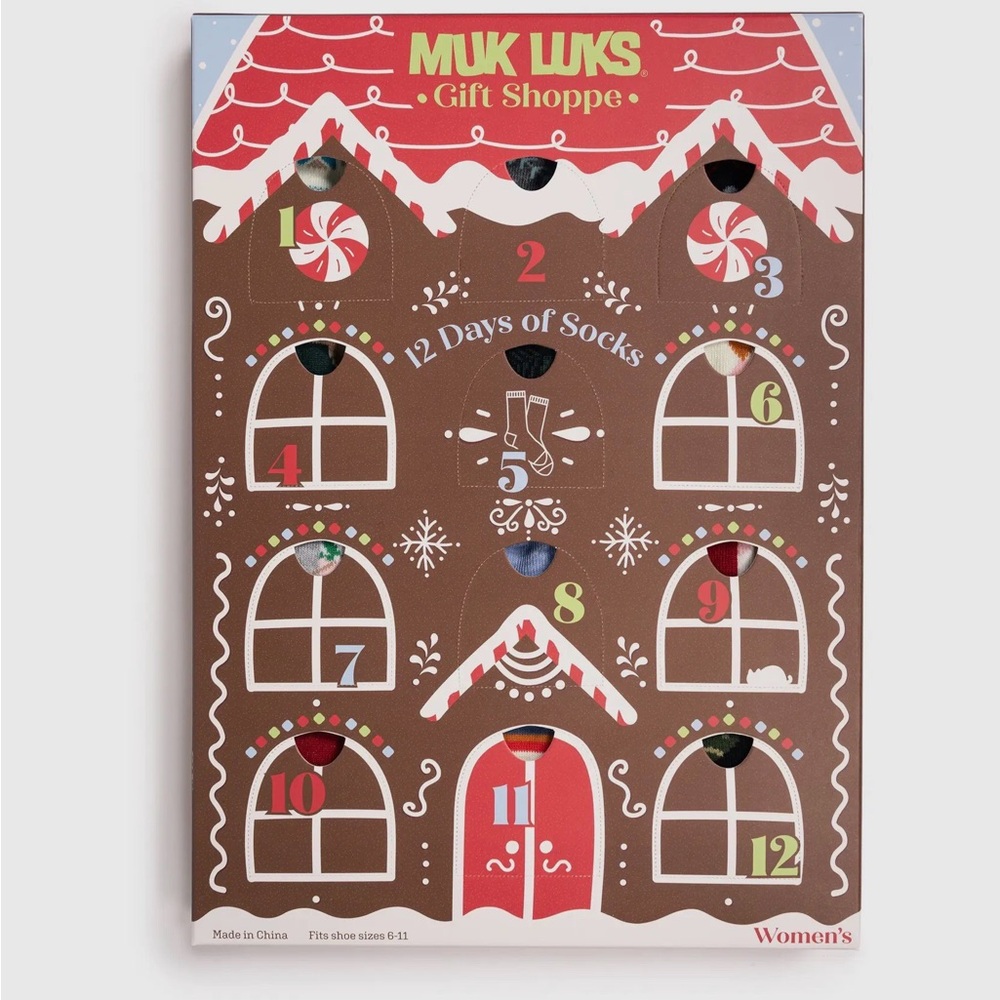 Christmas sale!Muk Luks Women’s 12 Days of Socks Advent Calendar Gift Shoppe Set